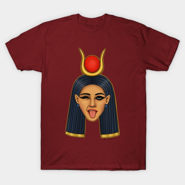 Hathor Goddess tongue out T-Shirt by BastetLand